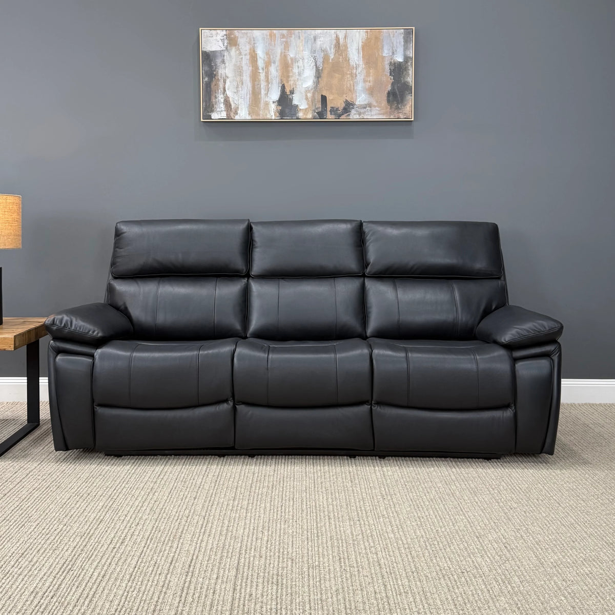 Parkes 3 Seater Electric Sofa Black Leather