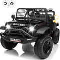 24V Ride on Toys w/Remote Control, 4WD Kids Ride on Truck Car, 3 Speed, Bluetooth Music, Wide Seat, Spring Suspension, LED Light, Birthday for Boys Girls Toddler (Black+Red)
