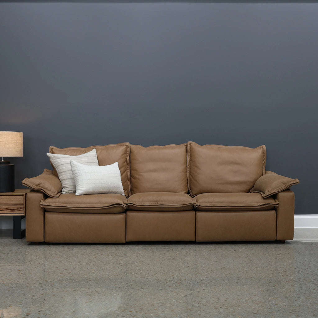 Portland Electric Reclining 3 Seater Tan Leather