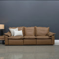 Portland Electric Reclining 3 Seater Tan Leather