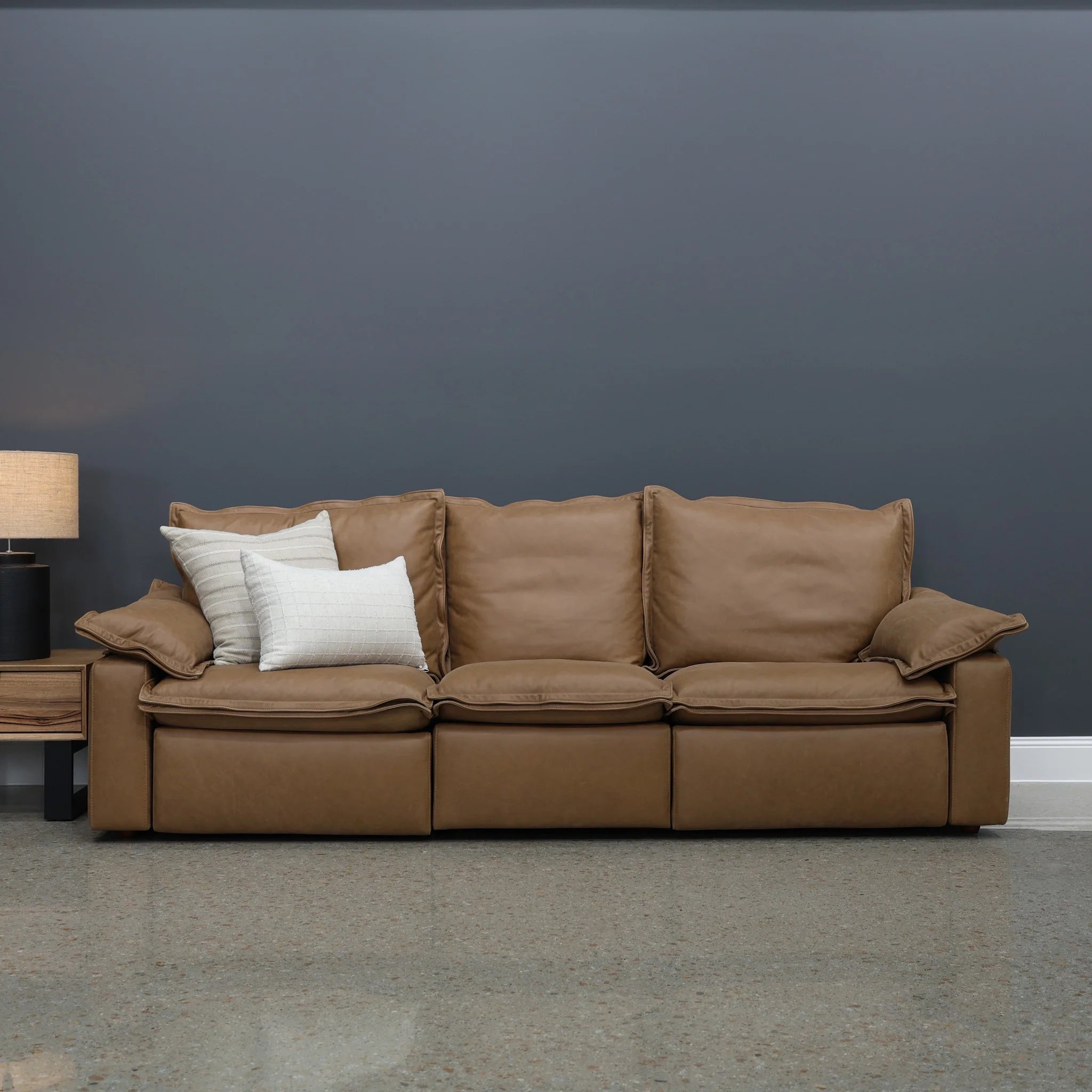 Portland Electric Reclining 3 Seater Tan Leather