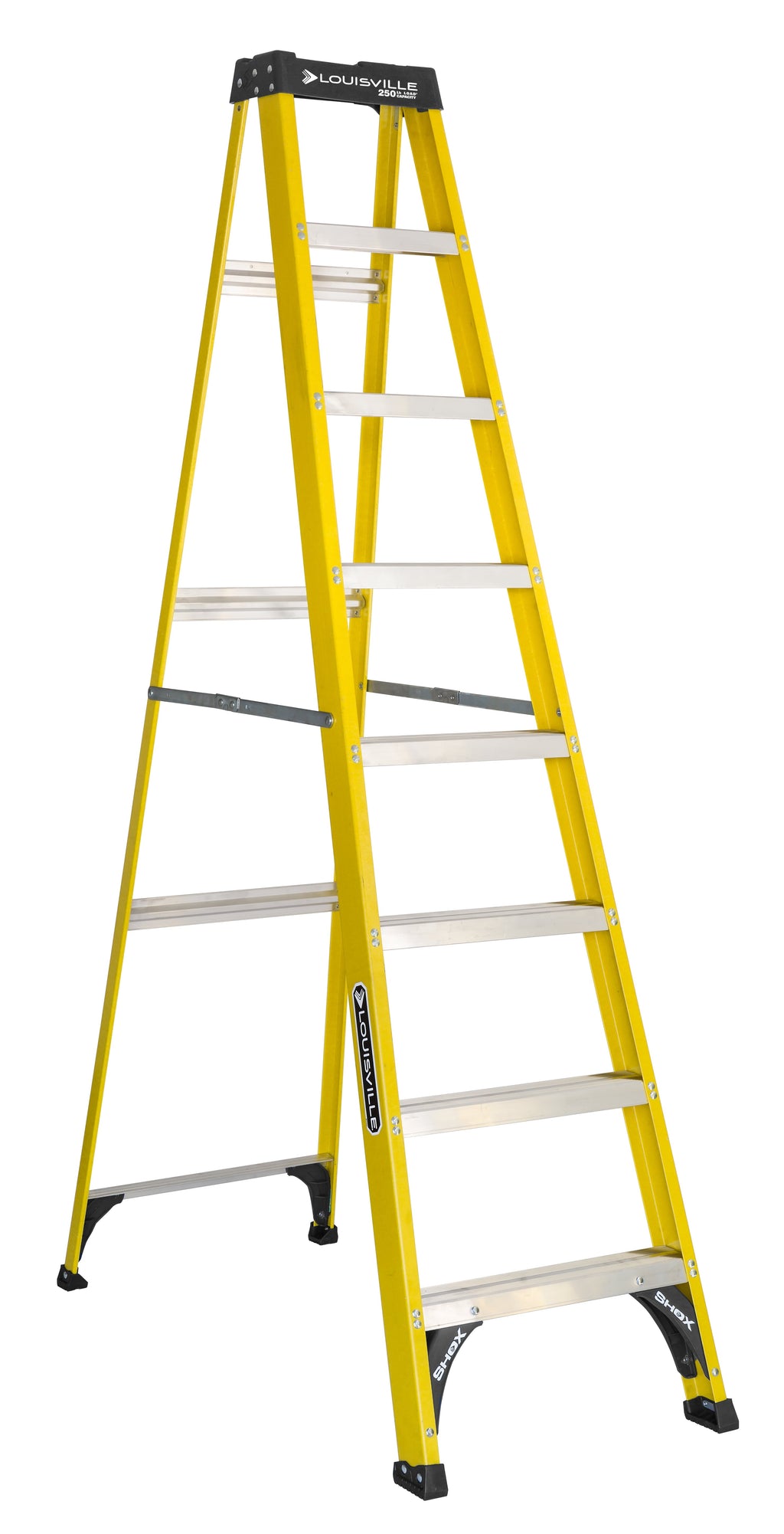 8-Ft. Fiberglass Step Ladder, 12-Ft. Reach, 250-Lb. Load Capacity