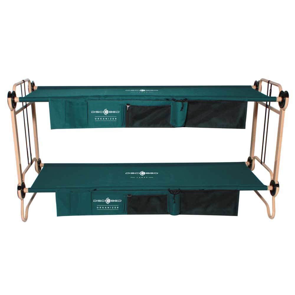 Large Double Camping Cot with Bench Conversion and Storage Organizers, Green
