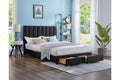 T2120B Black Leatherette Storage Platform Bed with Footboard Drawers