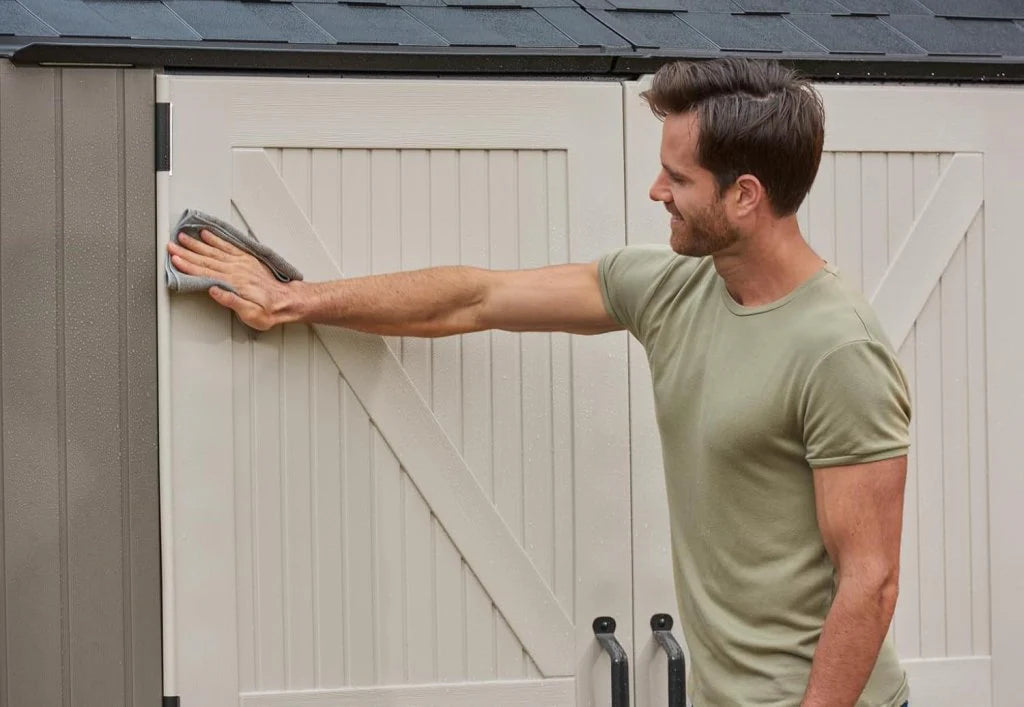 7 x 7 Ft Resin Outdoor Storage Shed with Floor, Weather Resistant, Gray
