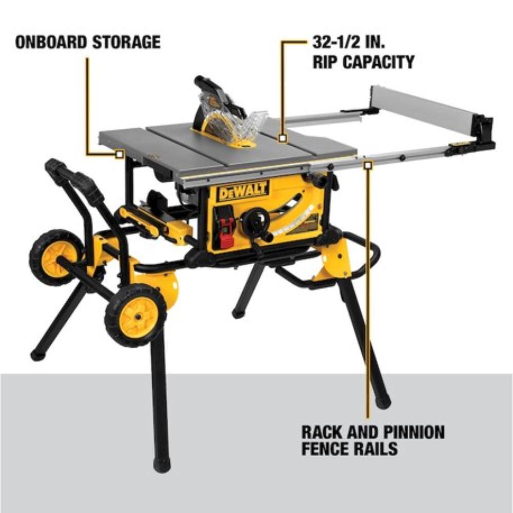 15 Amp 10-Inch Corded Job Site Table Saw with Rolling Stand