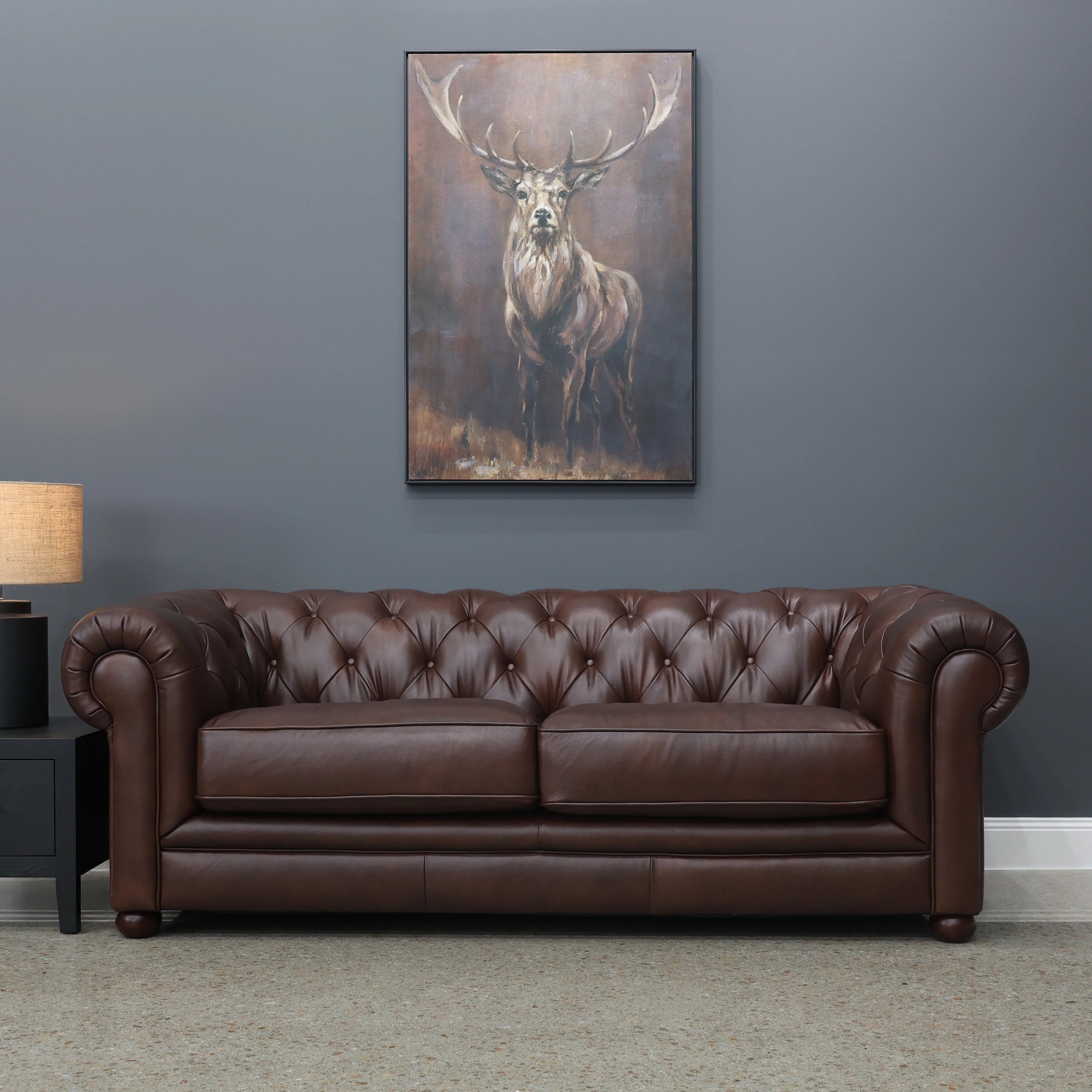 Chesterfield 3 Seater Sofa Antique Brown Leather
