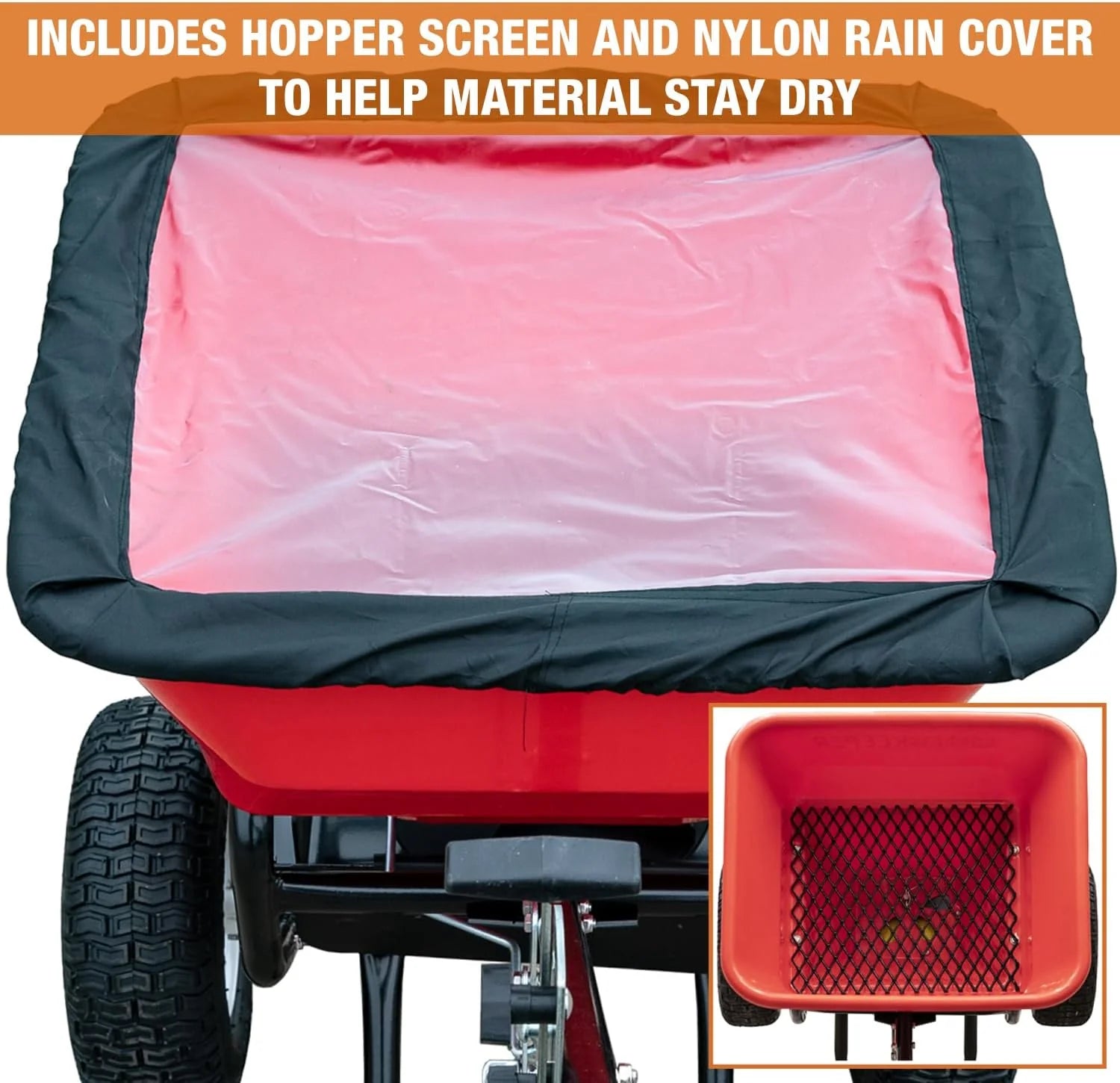 100-Lb. Walk-Behind Push Spreader for Salt, Ice Melt and Snow Melt with Grate and Cover