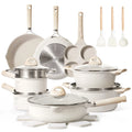 21-Piece Nonstick Pots and Pans Set, Induction Compatible, Beige Granite