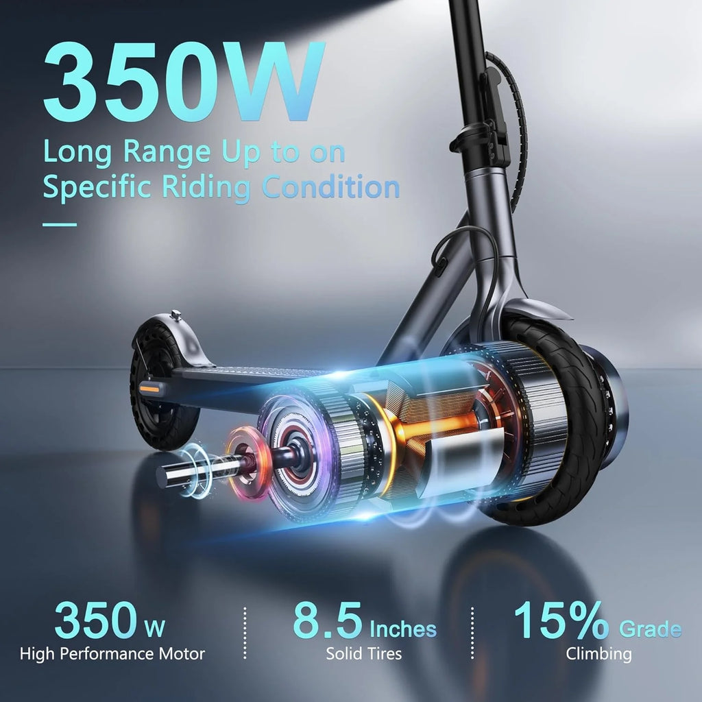 Electric Scooter with 350W/500W Motor, 8.5"/10" Solid Tires, 19/22 MPH, Up to 28-Mile Range