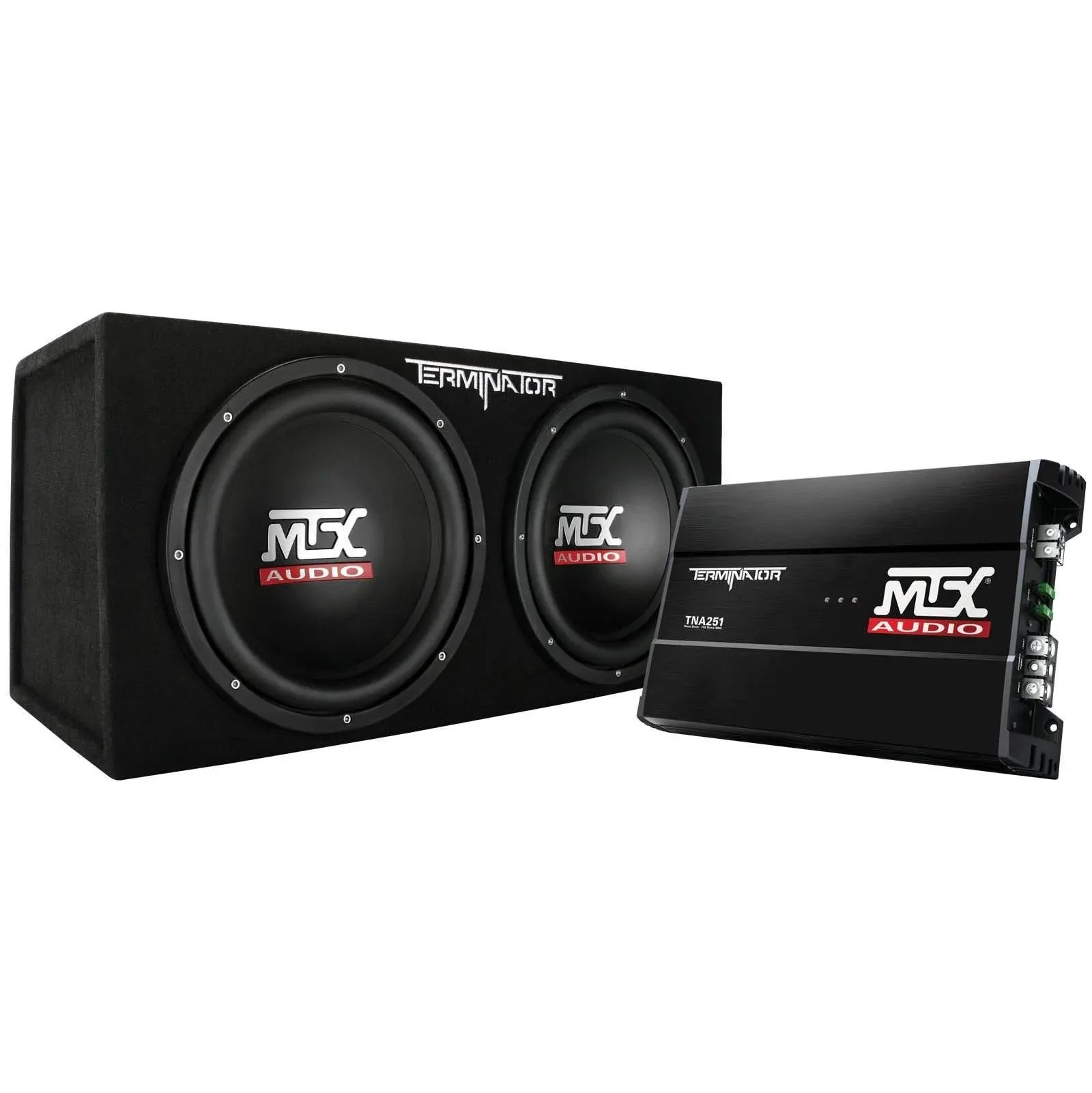 Dual 12-Inch Loaded Car Subwoofer System with Subwoofer Box, Amplifier and Wiring Kit