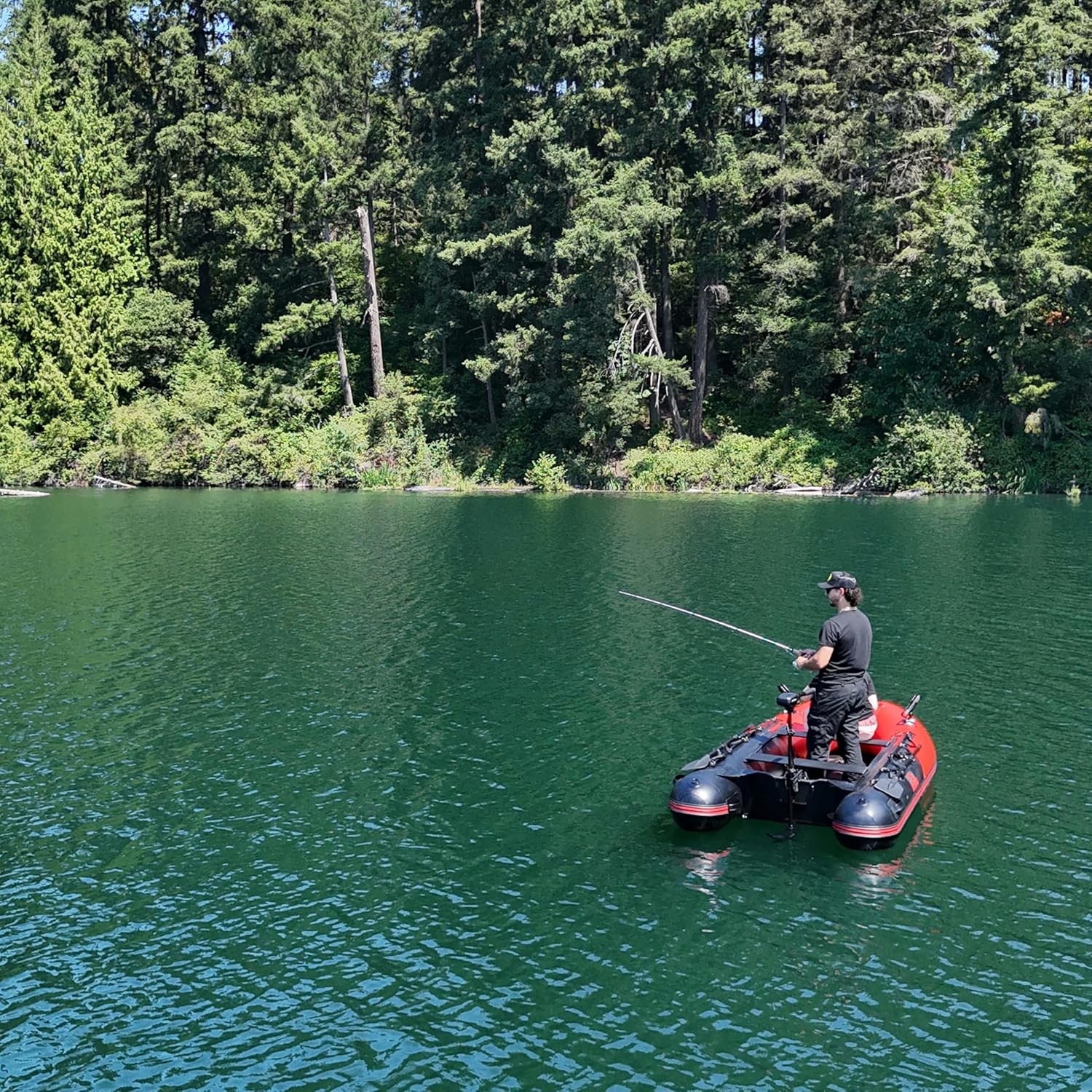Multi-Person Inflatable Fishing Boat with Aluminum Floor, Oars and Rod Holders
