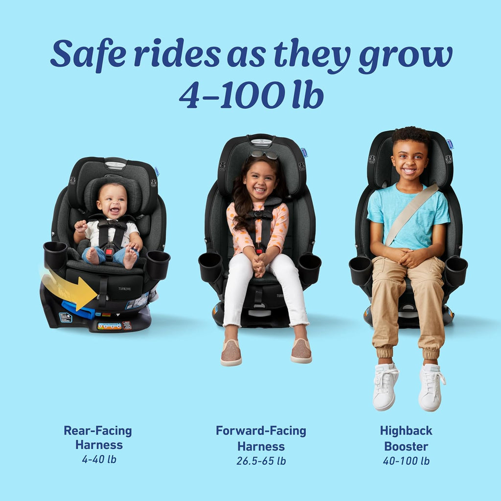 3-in-1 Rotating Convertible Car Seat, 360° Swivel Car Seat for Infants and Toddlers with Adjustable Headrest and Harness