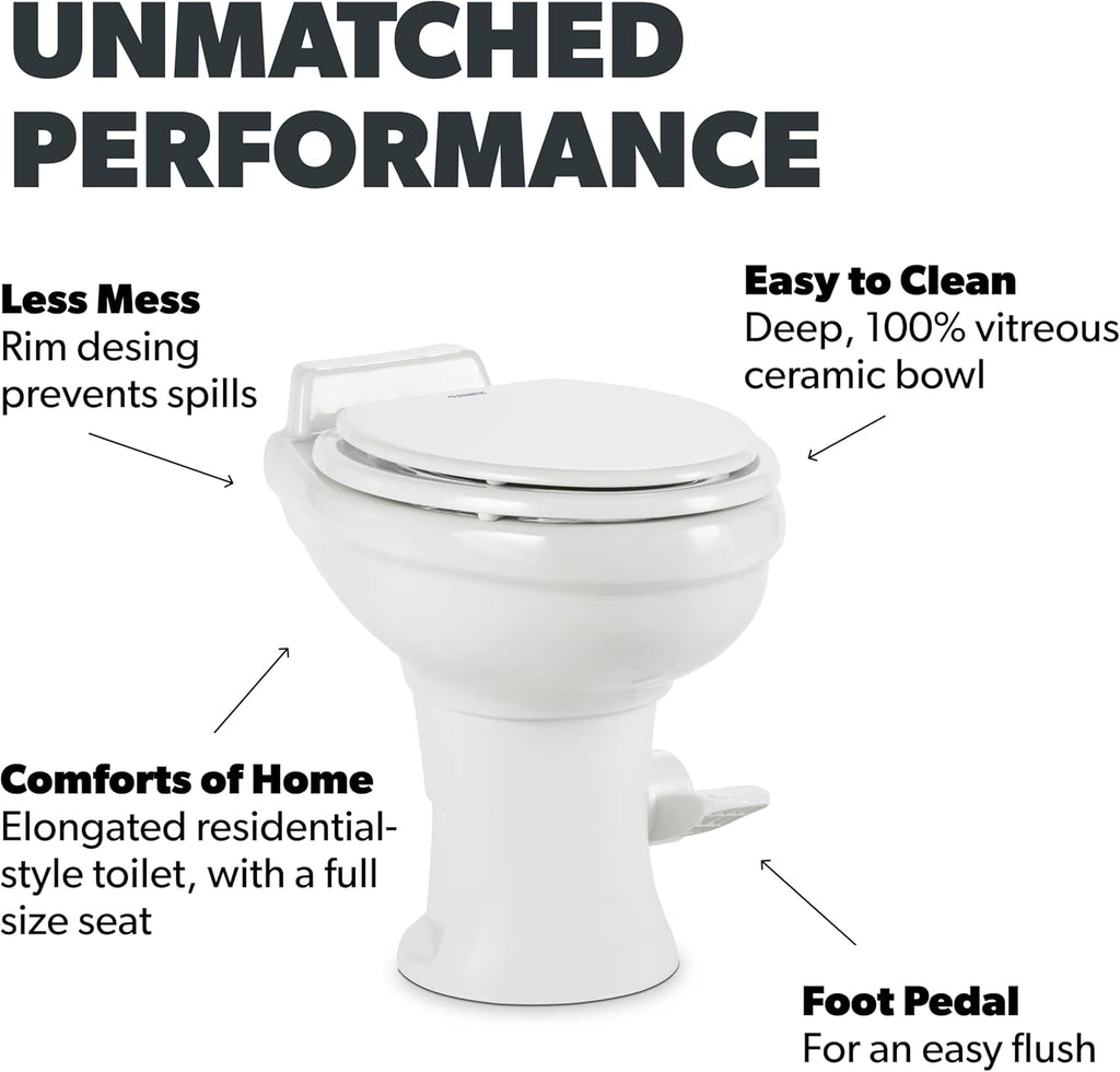 Standard-Height RV Toilet, White