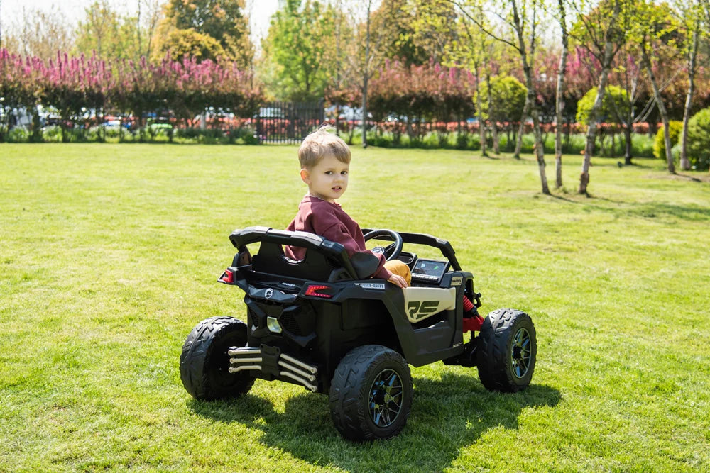 Licensed 24V Can Am Maverick Kids Ride On One Seater UTV, Rubber Tires, Leather Seat with RC