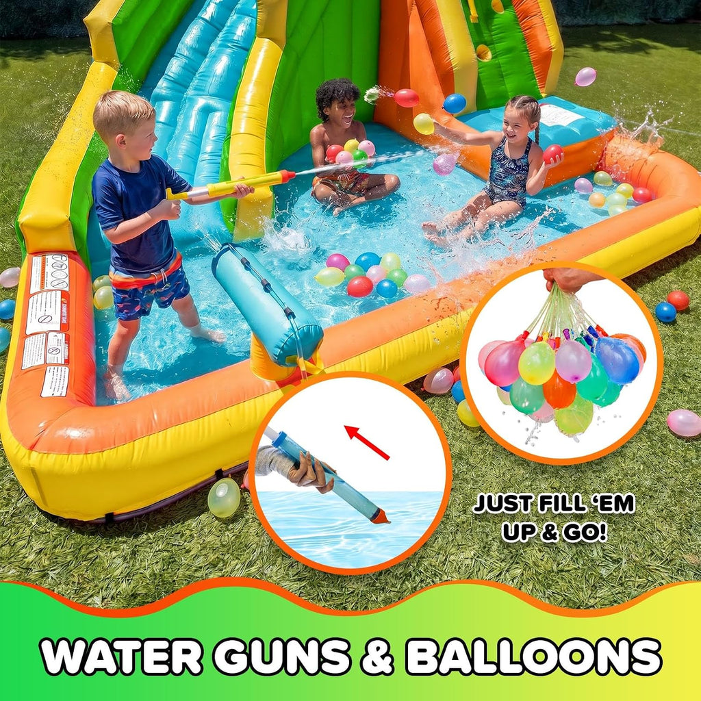 Tidal Wave Inflatable Water Slide for Kids Blower & GFCI Safety Plug, Climbing Wall, Splash Pool, Water Cannon, Ages 3 8
