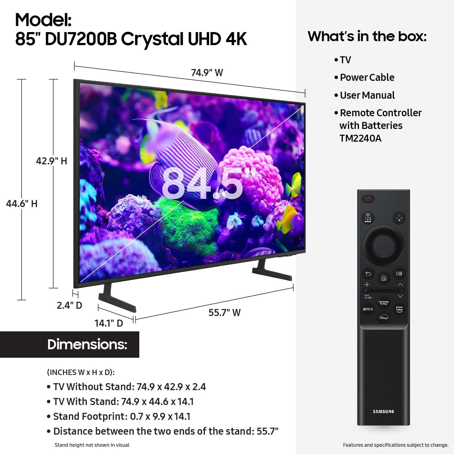 85-Inch 4K UHD Smart TV with HDR and Enhanced Color Technology