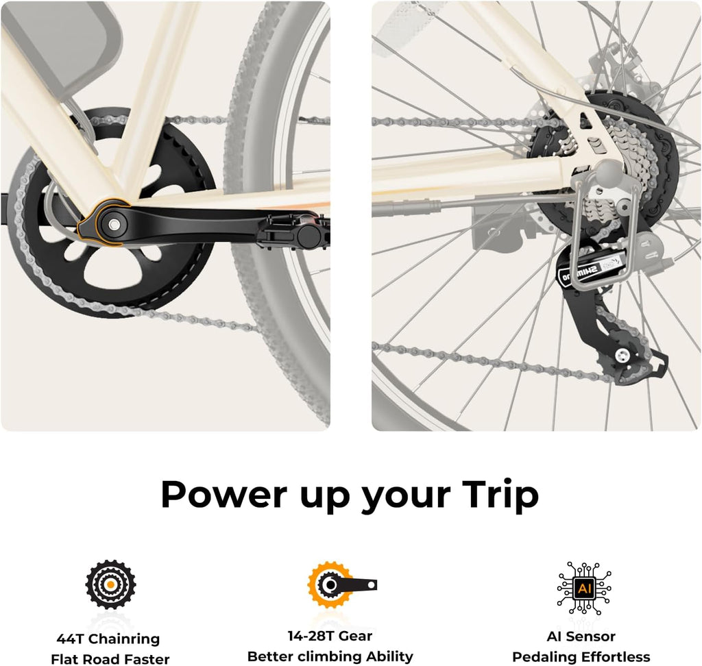 500W Electric Bike, 40-Mile Range, 20 MPH Top Speed