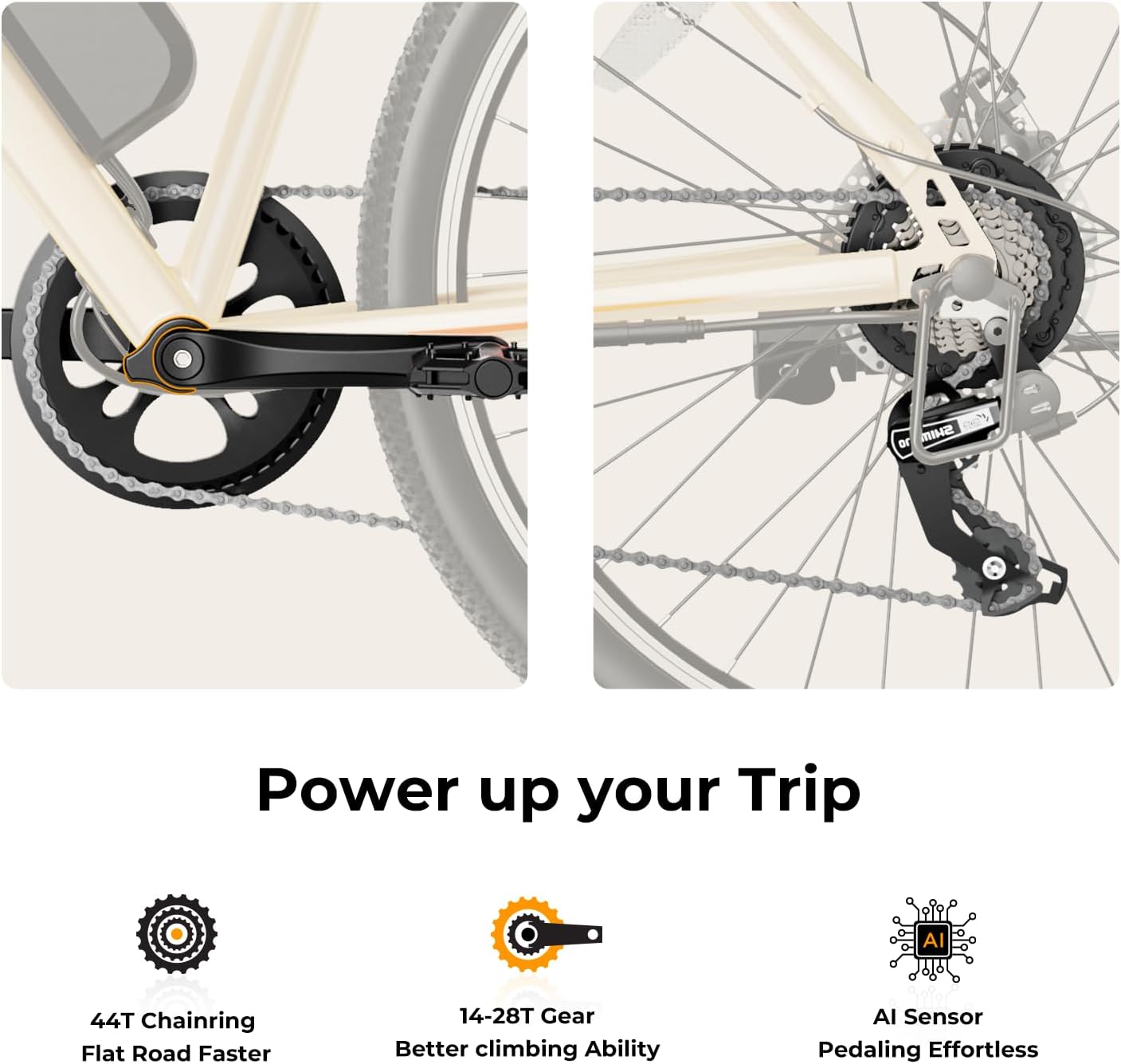 500W Electric Bike, 40-Mile Range, 20 MPH Top Speed