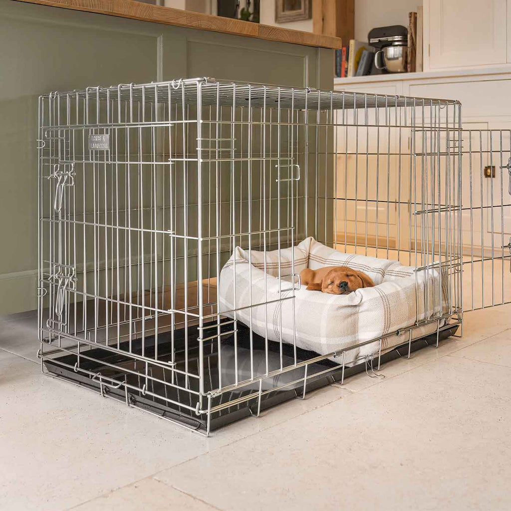 Cozy & Calming Puppy Cage Bed in Balmoral Tweed