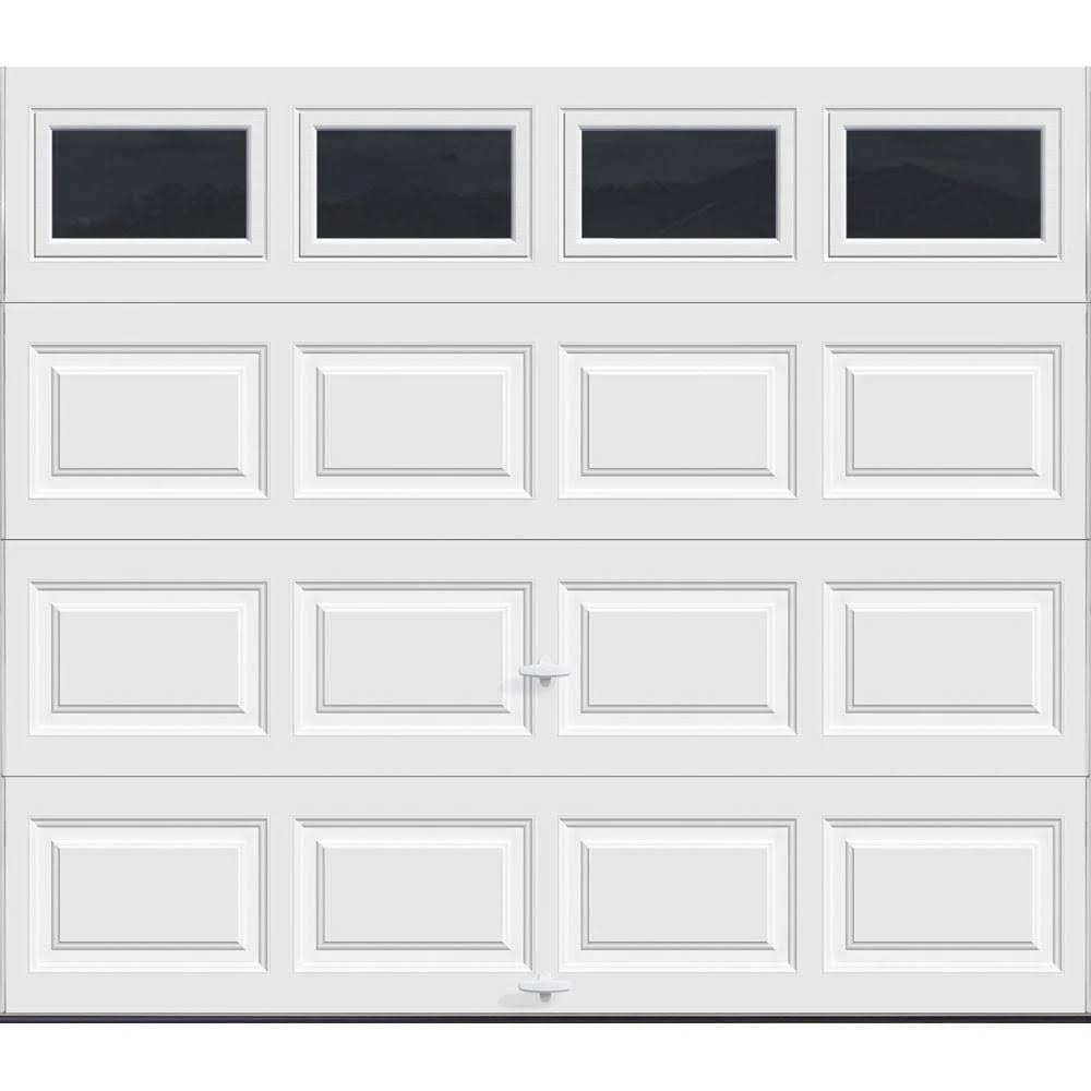 Insulated Garage Door, 9 ft x 7 ft, R-Value 6.5, White with Plain Window
