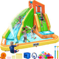 Tidal Wave Inflatable Water Slide for Kids Blower & GFCI Safety Plug, Climbing Wall, Splash Pool, Water Cannon, Ages 3 8