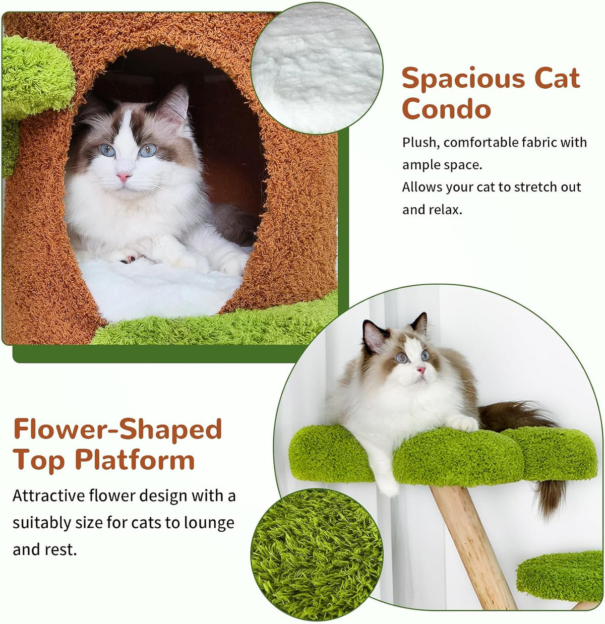 Wisfor Modern Cat Tree Tower: 58Inch Tall Cats Tree for Large Cats with Multi Condos - Indoor Wooden Kitty Tree House Sturdy with Scratching Post