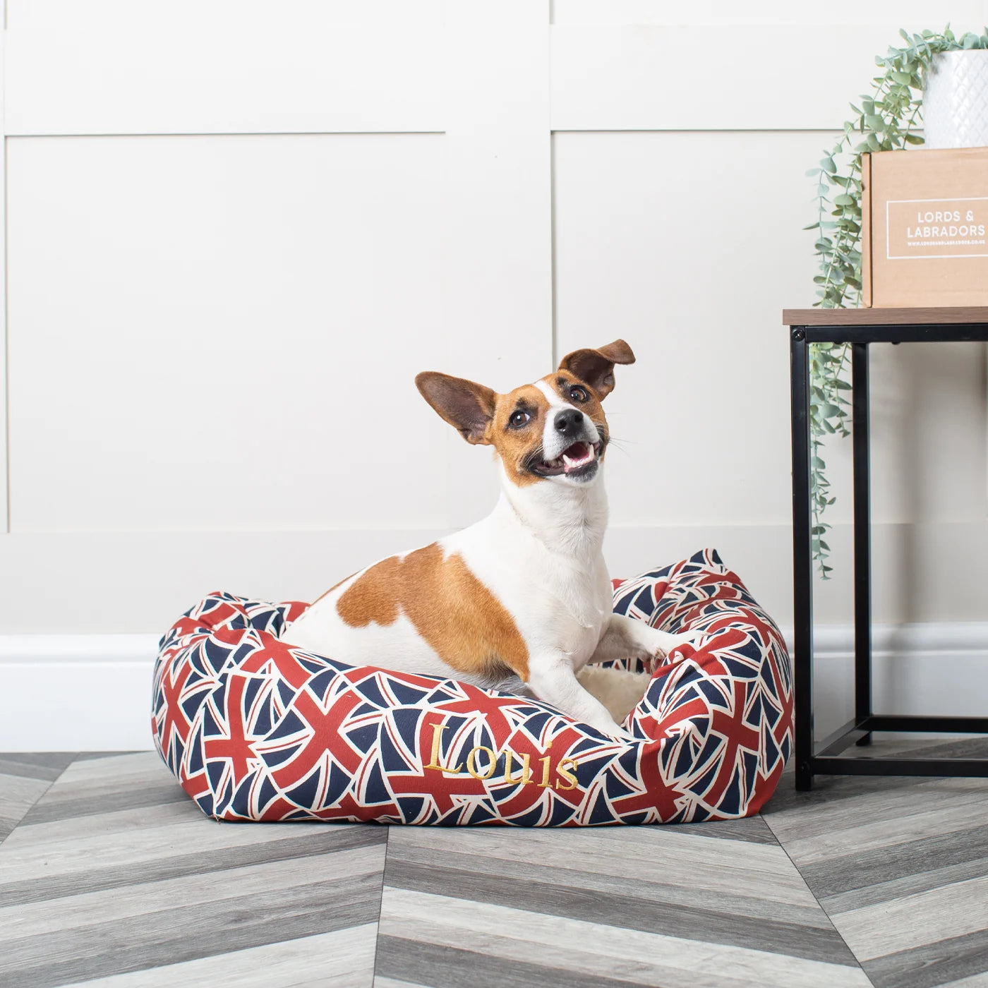 Cozy & Calming Puppy Cage Bed in Union Jack