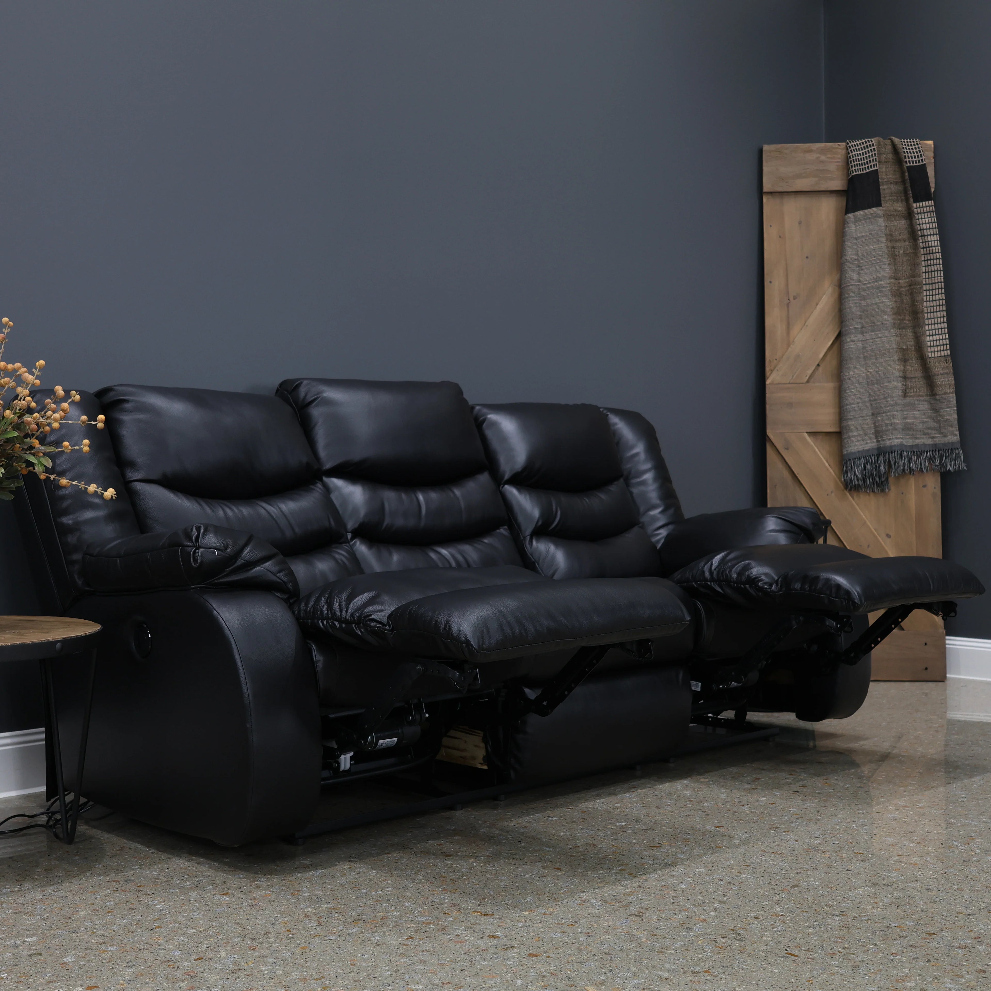 Werribee Electric Power Sofa Black Leather