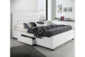 T2152W White Linen Storage Platform Bed with Four Drawers