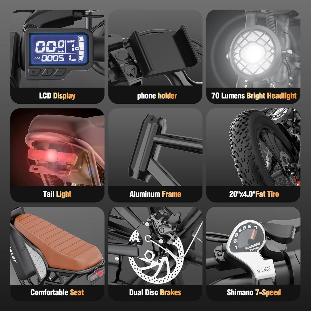 2000W Electric Bike with 37 MPH Top Speed and 20-Inch Fat Tires