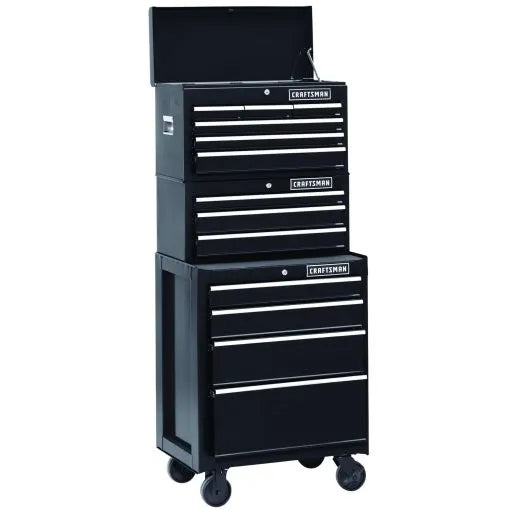 26-Inch 3-Drawer Heavy-Duty Ball-Bearing Middle Tool Chest, Black