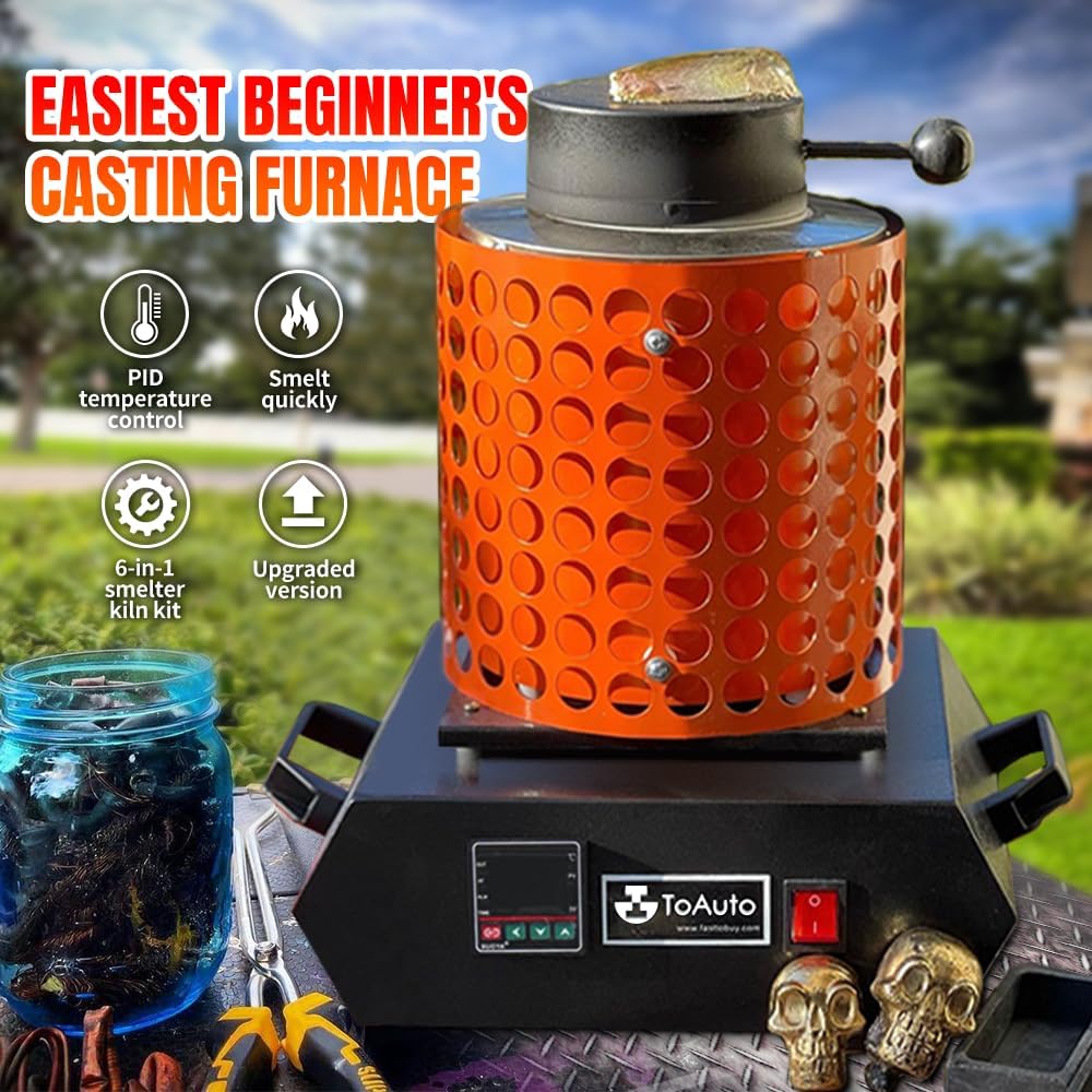 1400W Gold Melting Furnace, 1+3KG Capacity, Up to 2100°F