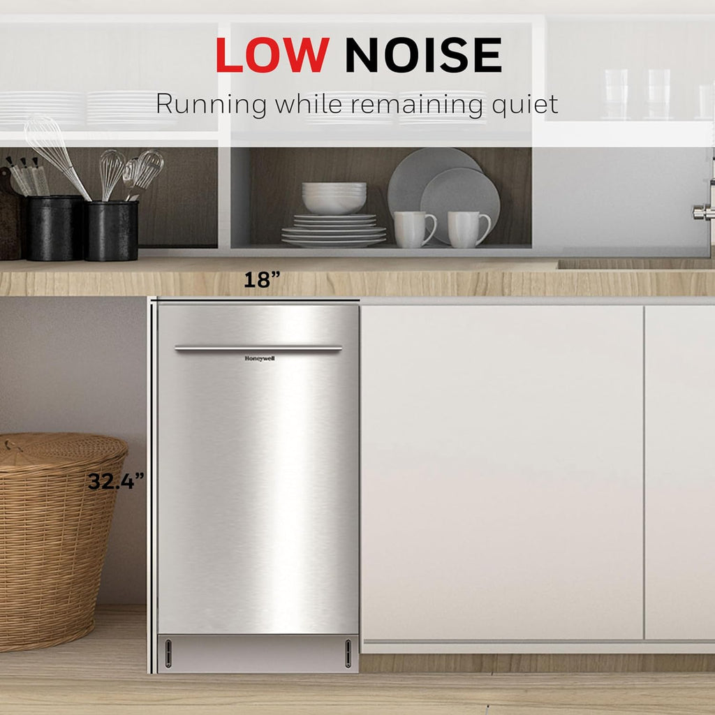 18-Inch Dishwasher with 8 Place Settings, 6 Wash Programs and Stainless Steel Tub