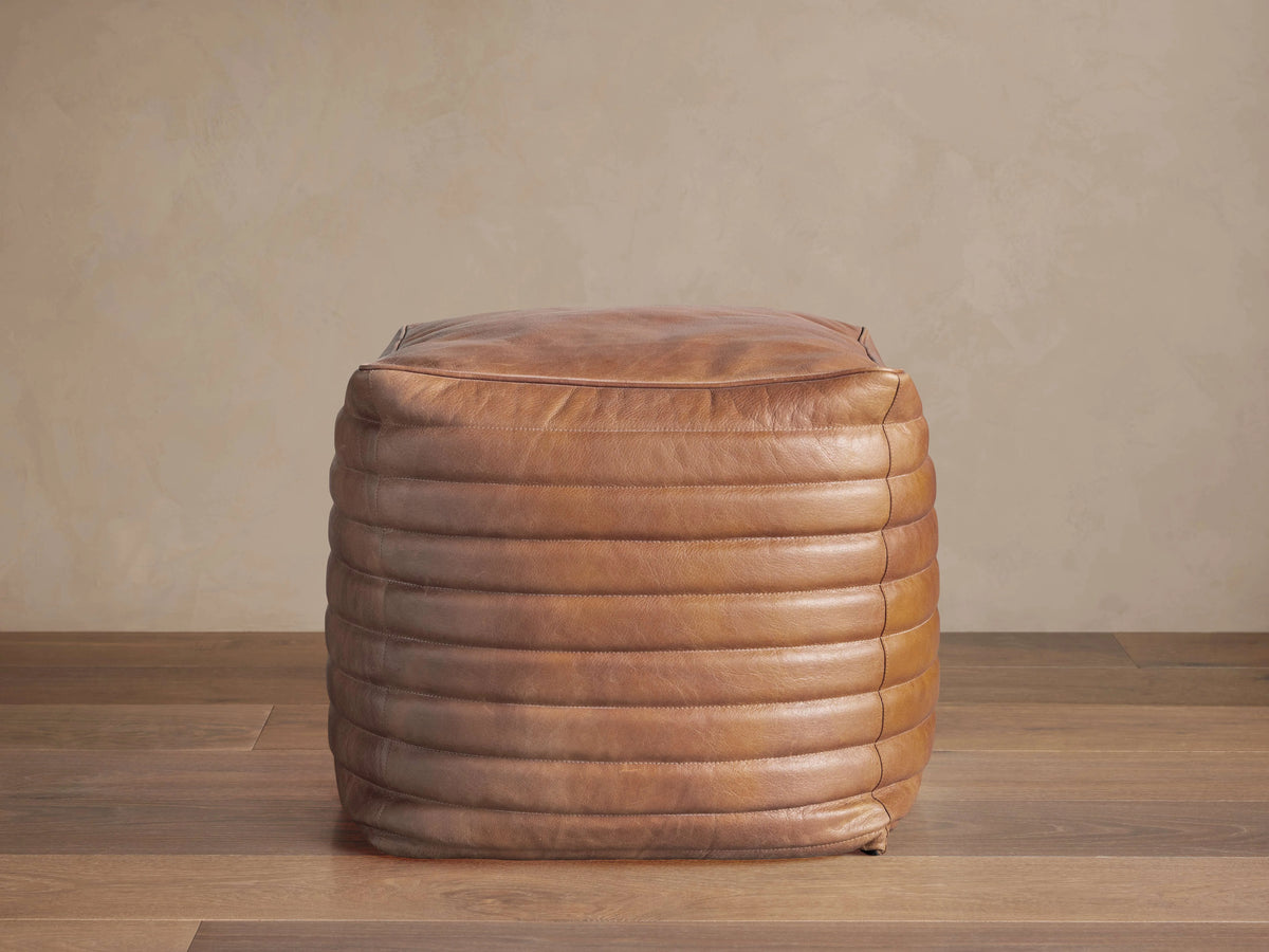 Channel Leather Pouf