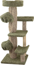 Natural Beauty Multiple Perch Cat Tree, Cat Tree with Scratch Post for All Cat Breeds, Indoor Cat Gym with Perches, Sturdy Wood Construction with Carpet Upholstery Neutral/Round
