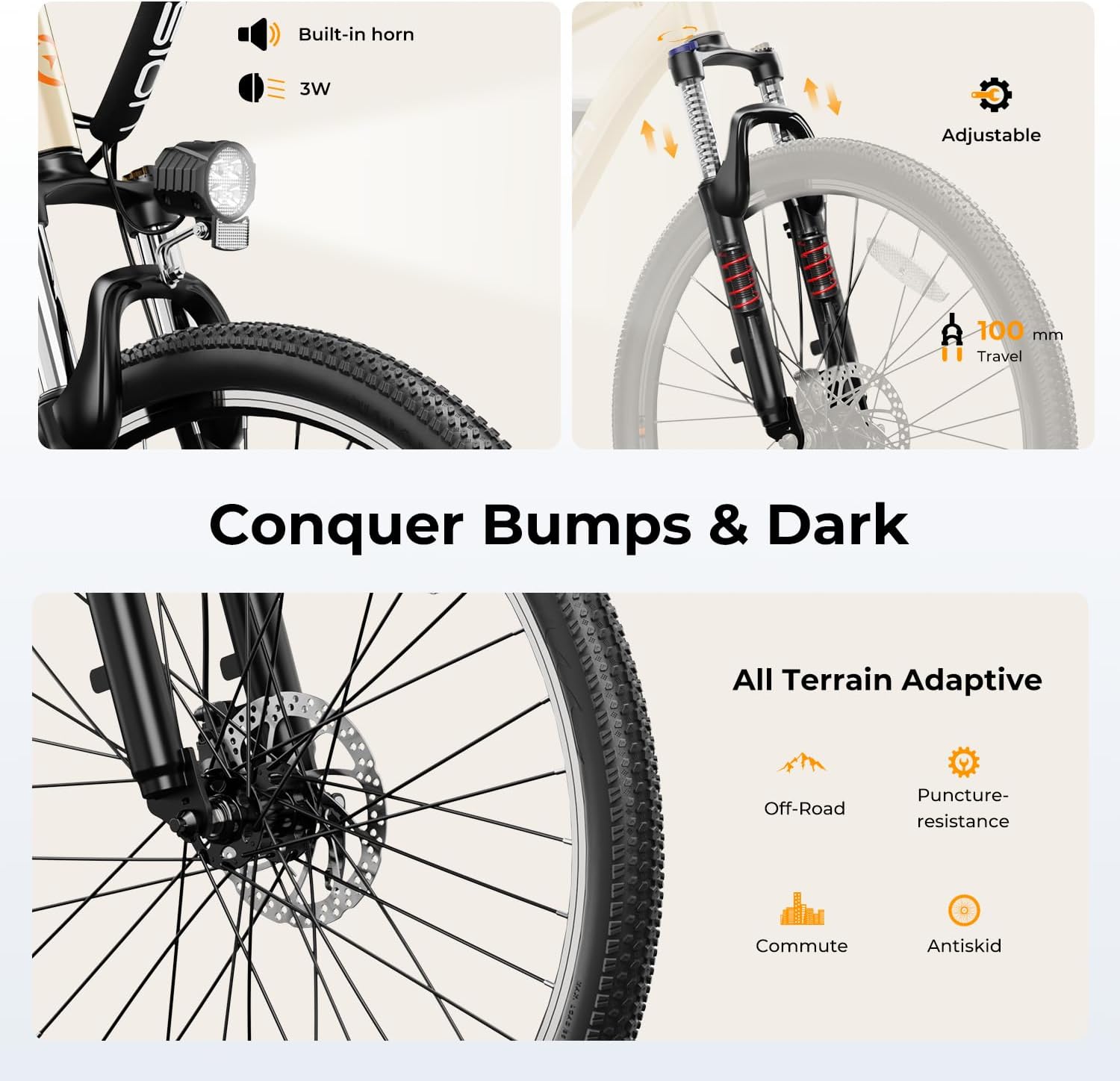 500W Electric Bike, 40-Mile Range, 20 MPH Top Speed
