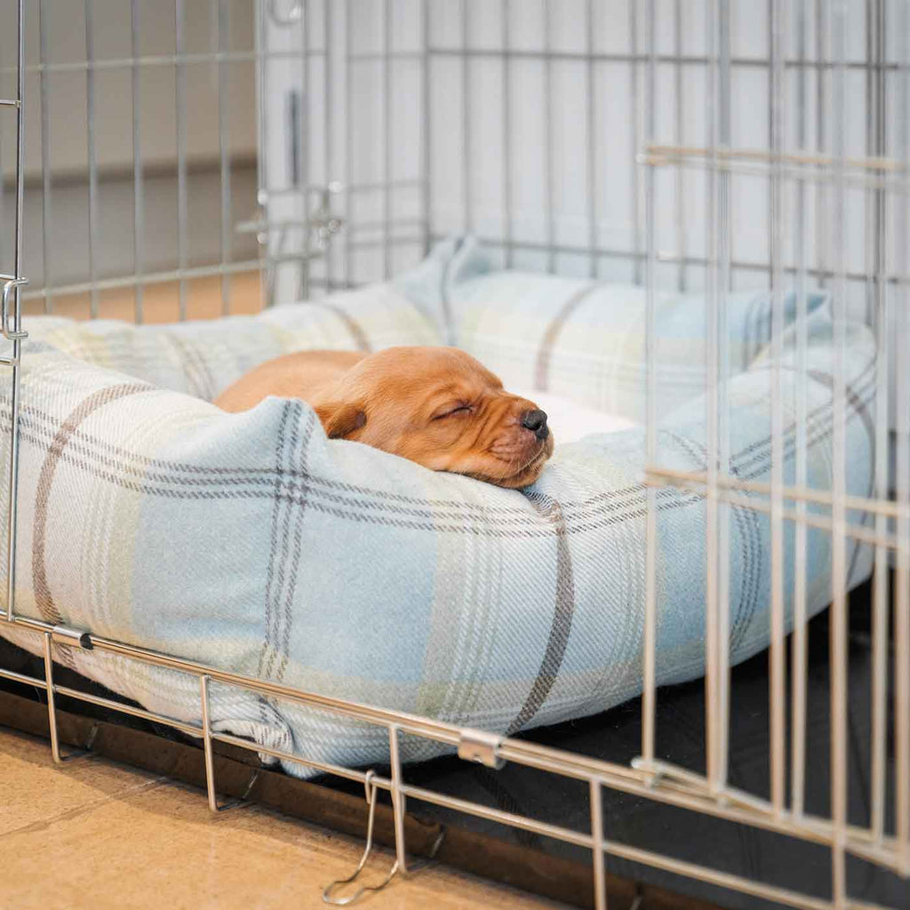 Cozy & Calming Puppy Cage Bed in Balmoral Tweed