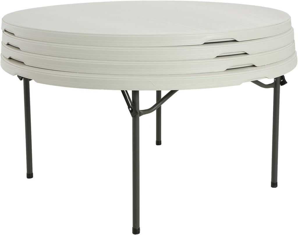 5-Ft Round Folding Table, 4-Pack, Commercial Grade, White