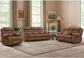 Faux Leather Recliner Sofa Furniture Set for Living Room, 2 Recliner Chairs, 3 Seat Reclining Sofa Couch Set for Meeting Room, Brown