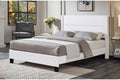 T2175W White PU Leather Look Channel Tufted Platform Bed