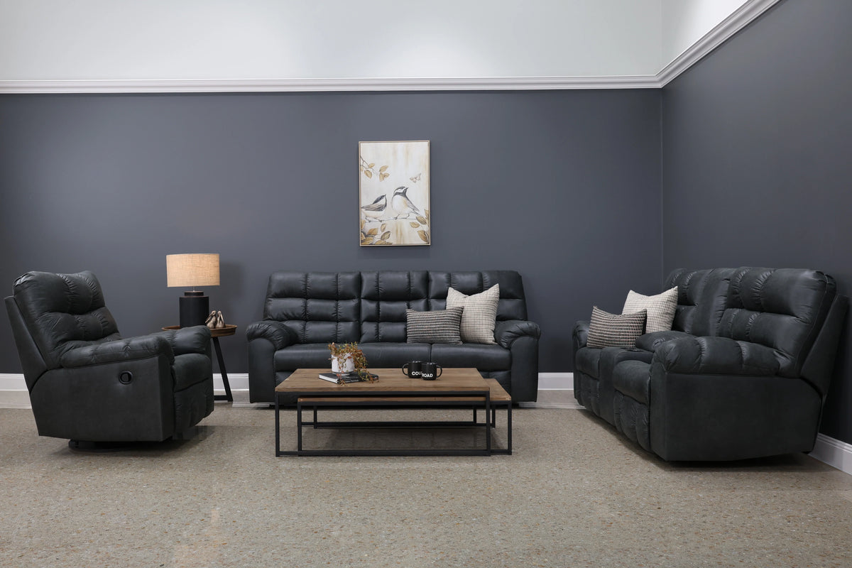 Waldara Reclining Sofa w/ Drop Down Table Charcoal