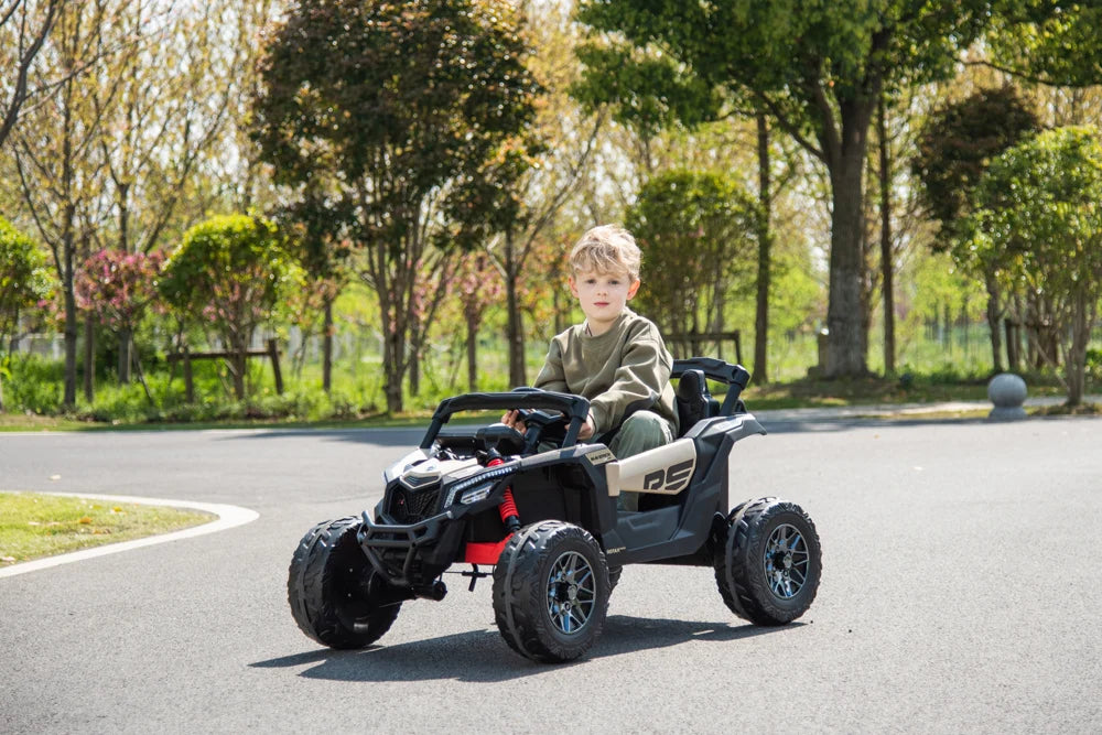 Licensed 24V Can Am Maverick Kids Ride On One Seater UTV, Rubber Tires, Leather Seat with RC