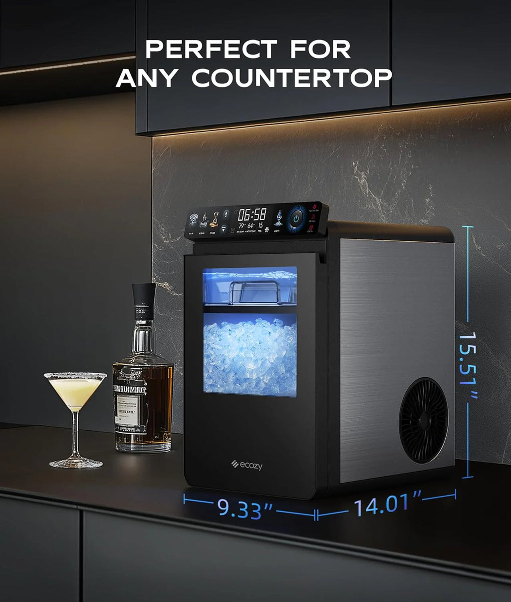 44-Lb./24H Countertop Nugget Ice Maker with App Control and Self-Cleaning, Stainless Steel