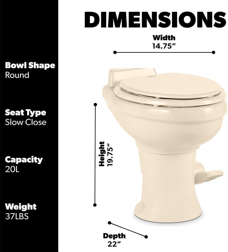 Standard-Height RV Toilet, White