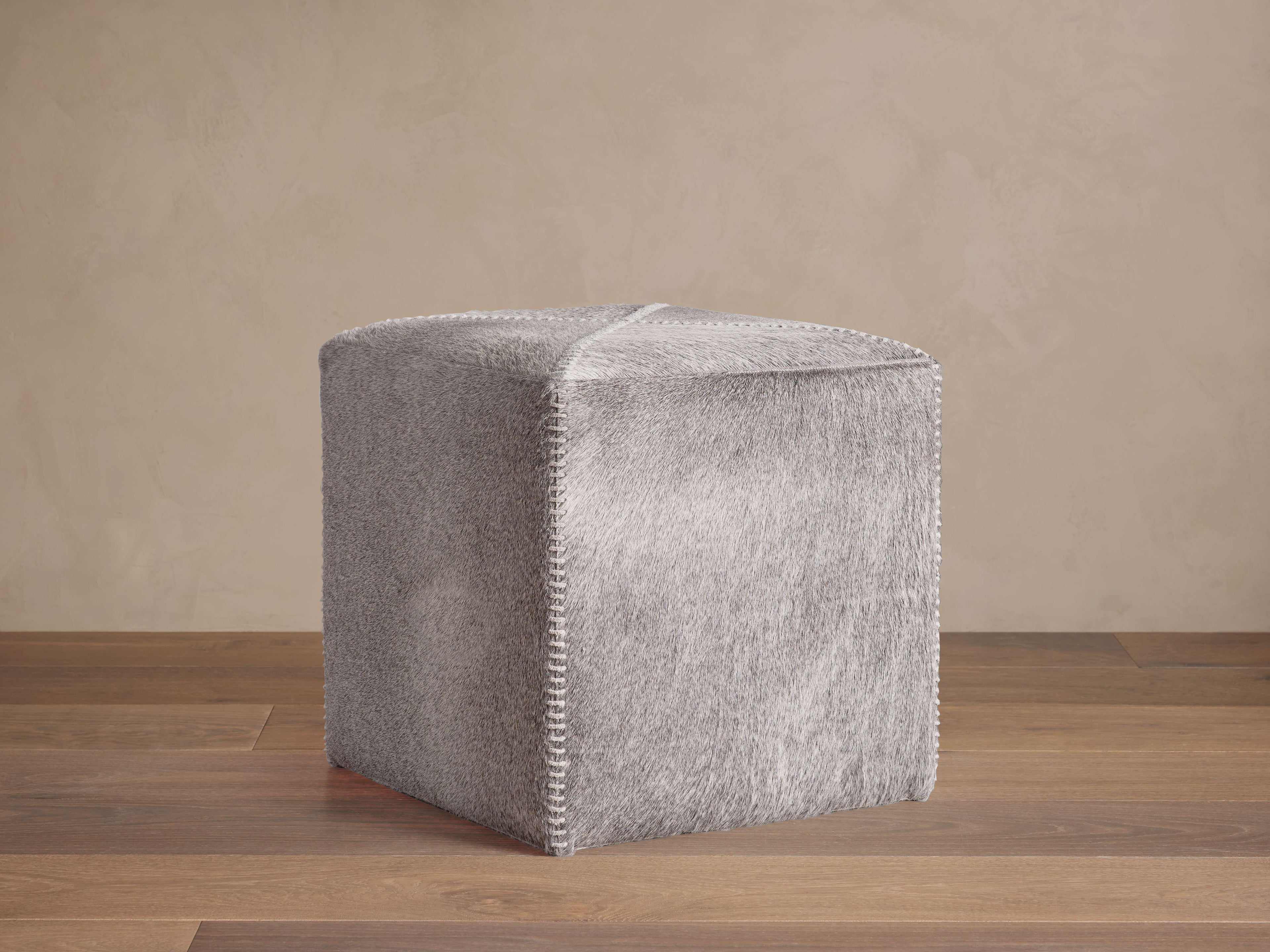 Hide Whipstitch Pouf
