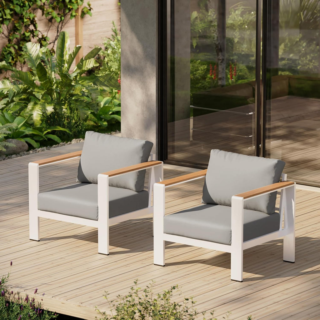Aluminum Outdoor Patio Furniture Set with Coffee Table, 5 Piece Patio Conversation Sets, Outdoor Sectional Furniture for Porch, Balcony, Yard, Gray