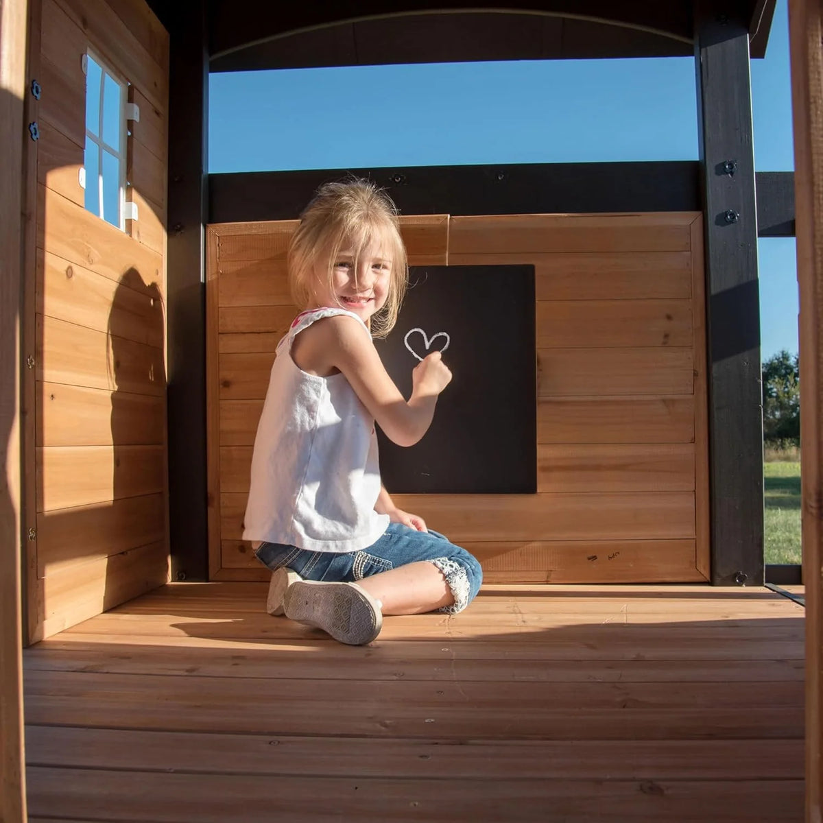 Cedar Wood Backyard Swing Set with Wave Slide, Clubhouse, Play Kitchen, Picnic Area, Rock Wall and Swings