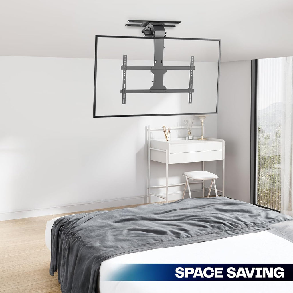 Motorized Electric Ceiling TV Mount for 37-70 Inch TVs, App Control, Black