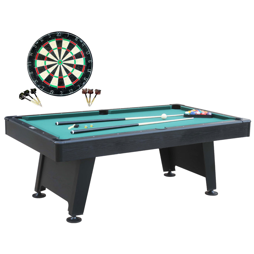 84-Inch Arcade Pool Table with Bonus Dartboard Set, Green